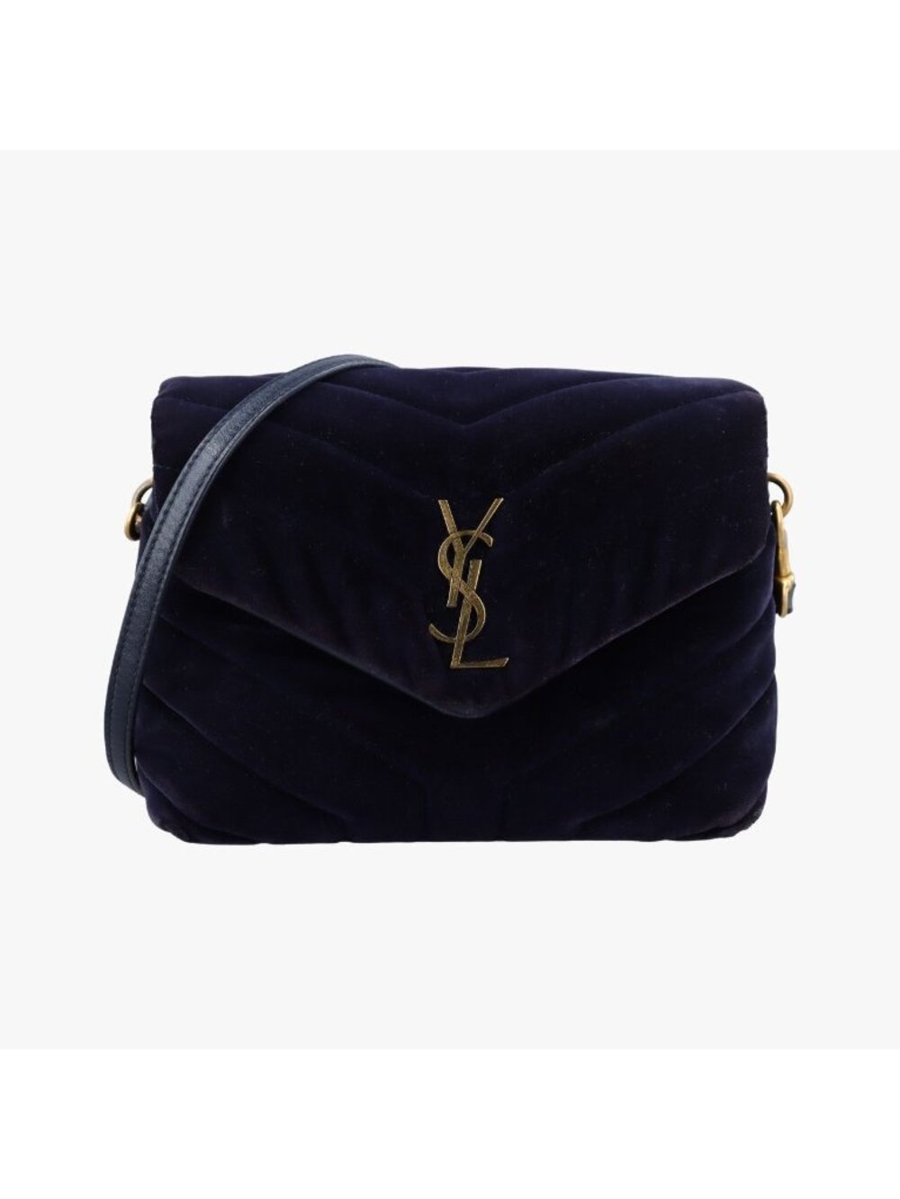 Saint Laurent Monogram Loulou Toy Navy Velour Shoulder Bag
